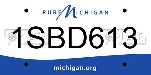 1SBD613 Michigan License Plate