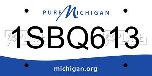 1SBQ613 Michigan License Plate