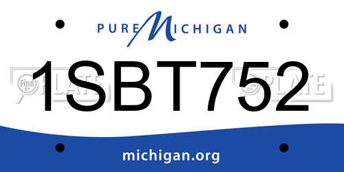 1SBT752 Michigan License Plate
