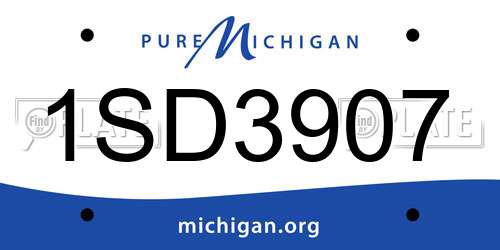 1SD3907 Michigan License Plate