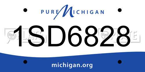 1SD6828 Michigan License Plate