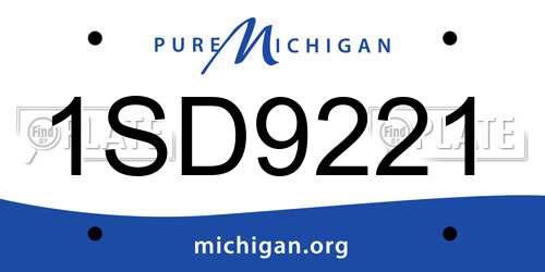 1SD9221 Michigan License Plate