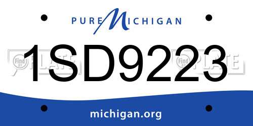 1SD9223 Michigan License Plate
