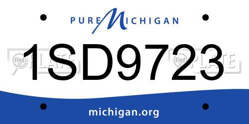 1SD9723 Michigan License Plate