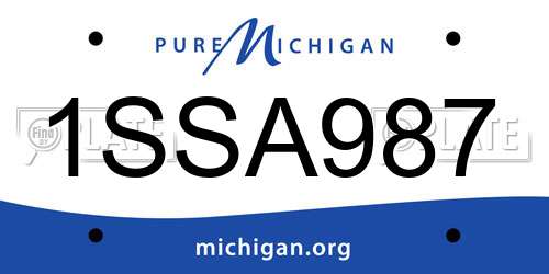 1SSA987 Michigan License Plate