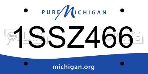 1SSZ466 Michigan License Plate
