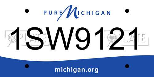 1SW9121 Michigan License Plate