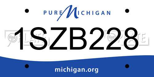 1SZB228 Michigan License Plate