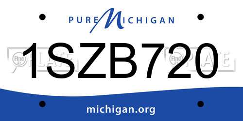 1SZB720 Michigan License Plate