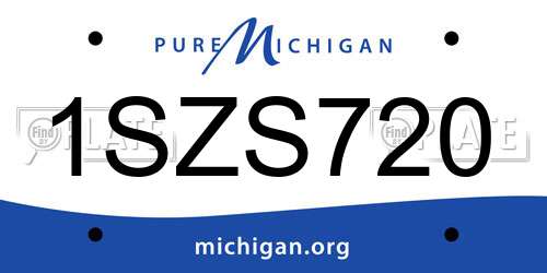1SZS720 Michigan License Plate