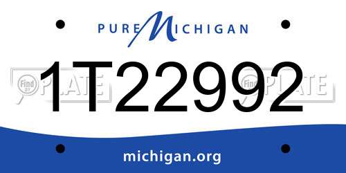 1T22992 Michigan License Plate
