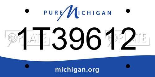1T39612 Michigan License Plate