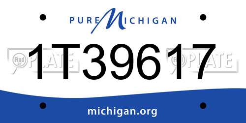 1T39617 Michigan License Plate