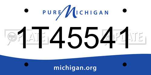 1T45541 Michigan License Plate