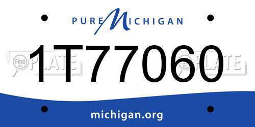 1T77060 Michigan License Plate