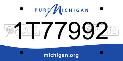 1T77992 Michigan License Plate
