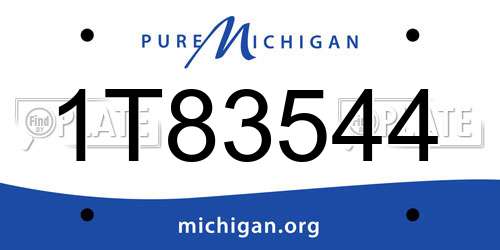 1T83544 Michigan License Plate