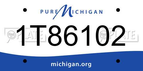 1T86102 Michigan License Plate
