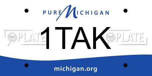 1TAK Michigan License Plate