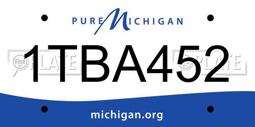 1TBA452 Michigan License Plate