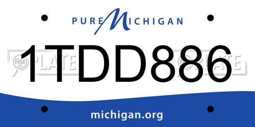 1TDD886 Michigan License Plate