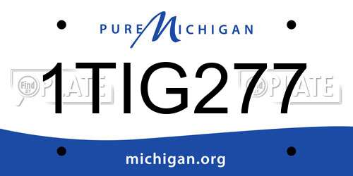 1TIG277 Michigan License Plate