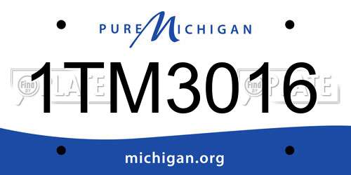 1TM3016 Michigan License Plate