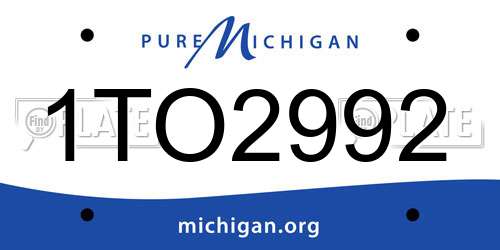 1TO2992 Michigan License Plate