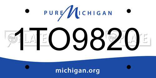 1TO9820 Michigan License Plate