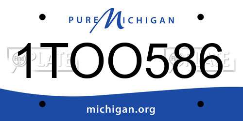 1TOO586 Michigan License Plate