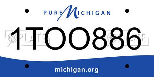 1TOO886 Michigan License Plate