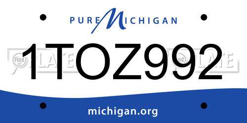 1TOZ992 Michigan License Plate