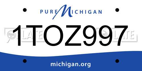 1TOZ997 Michigan License Plate