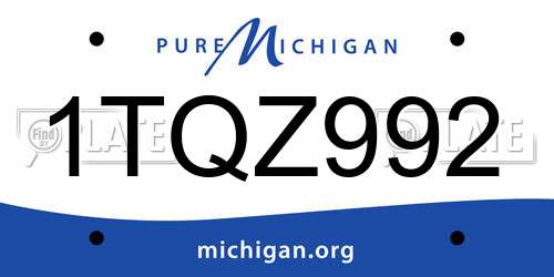 1TQZ992 Michigan License Plate