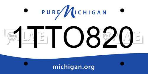 1TTO820 Michigan License Plate
