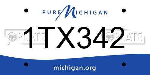 1TX342 Michigan License Plate