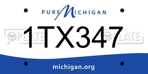 1TX347 Michigan License Plate