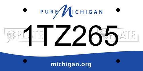 1TZ265 Michigan License Plate