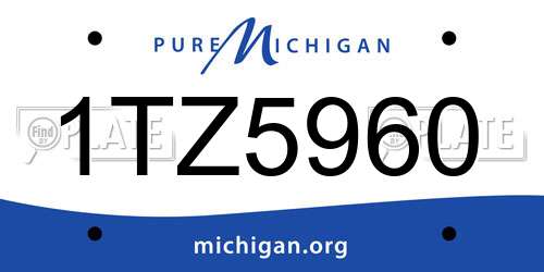 1TZ5960 Michigan License Plate