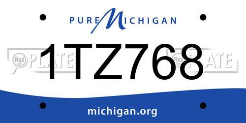 1TZ768 Michigan License Plate