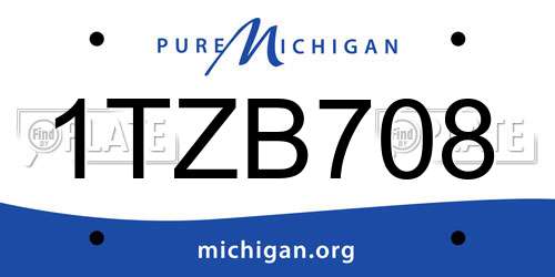 1TZB708 Michigan License Plate