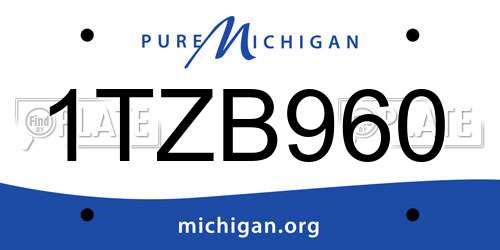 1TZB960 Michigan License Plate