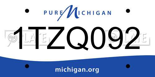1TZQ092 Michigan License Plate