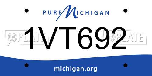 1VT692 Michigan License Plate