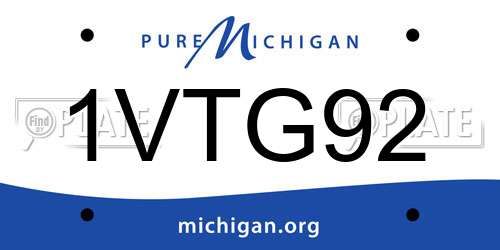 1VTG92 Michigan License Plate