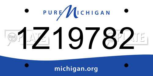 1Z19782 Michigan License Plate