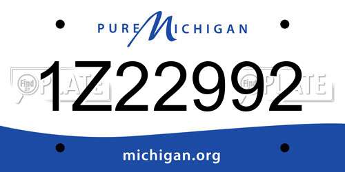 1Z22992 Michigan License Plate
