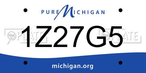 1Z27G5 Michigan License Plate