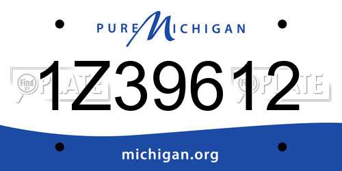 1Z39612 Michigan License Plate