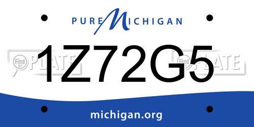 1Z72G5 Michigan License Plate